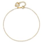 14K Cable Chain with Diamond-cut Heart Cage Dangle Plus Extender - Total Anklet - Image 4