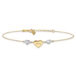 14K Two-tone Diamond-cut and LOVE Puffed Heart Plus Extender - Total Anklet - Image 3