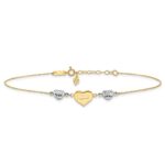 14K Two-tone Diamond-cut and MOM Puffed Heart Plus Extender - Total Anklet - Image 3