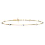 14K Two-tone Diamond-cut Beads 7-Station Plus Extender - Total Anklet - Image 3