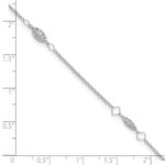 14K White Gold Diamond-cut Rice Puff Beads 4-Station Plus Extender - Total Anklet - Image 5