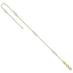 14K Two-Tone Diamond-cut Leaf 4-Station Plus Extender - Total Anklet - Image 7