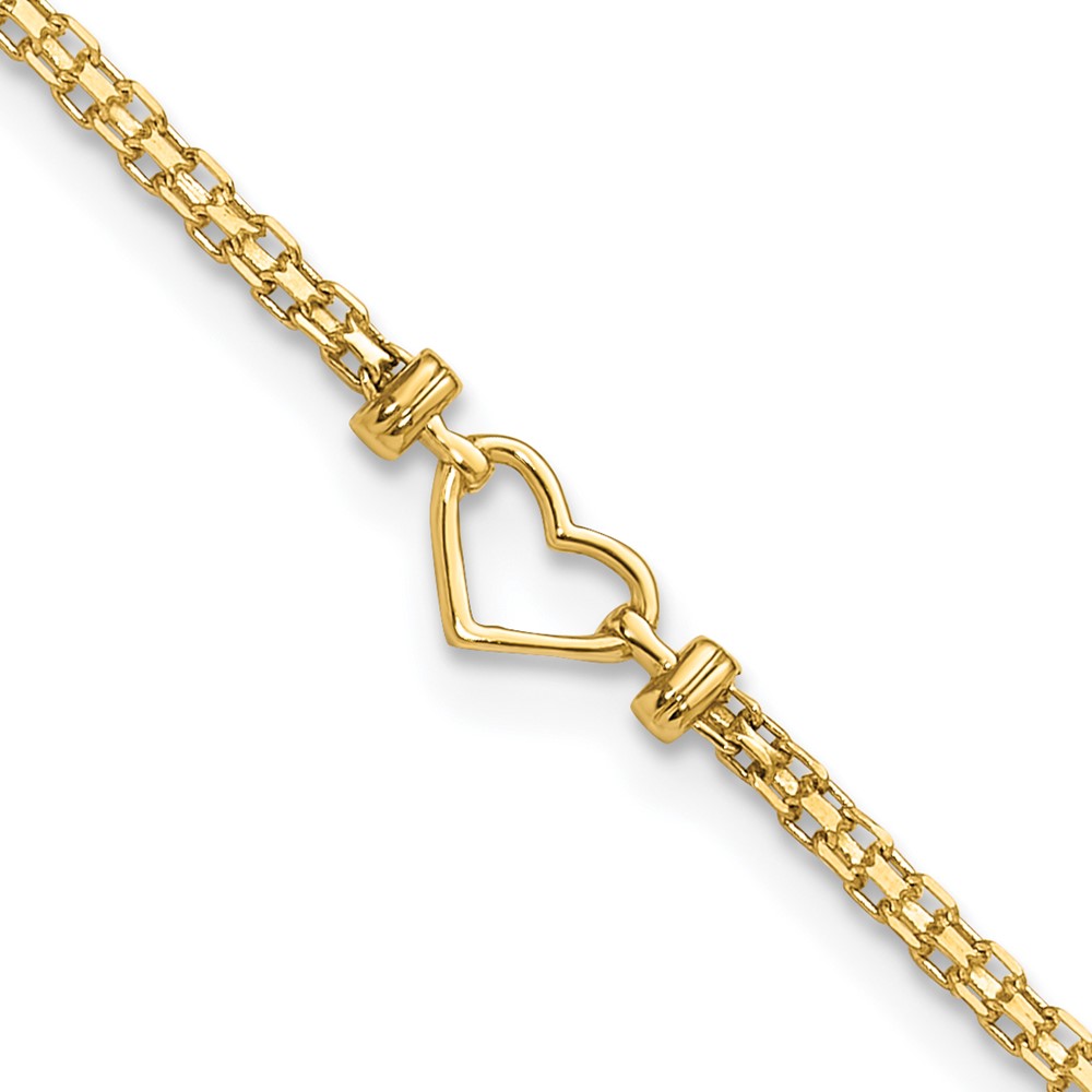 ANK29-9.jpg 14k Polished Open Heart and Bismark Chain Anklet - Image 1