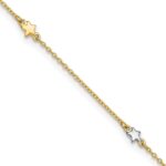 14K Two-Tone Polished Stars 5-Station Plus Extender - Total Anklet
