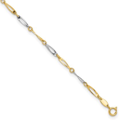 14k Two-Tone Polished Oval Twist Link Plus Extender - Total Anklet