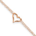 14k Rose Gold Double Strand Chain Twisted Heart Plus Extender - Total Anklet