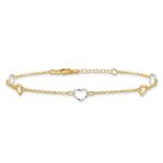 14K Two-tone Polished Open Hearts 5-Station Plus Extender - Total Anklet - Image 3