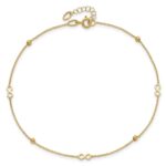 14K Polished Infinity and Beads Plus Extender - Total Anklet - Image 4