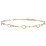 14K Two-tone 5 Hearts and Paperclip Links Plus Extender - Total Anklet - Image 3