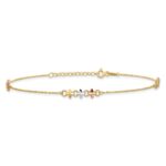 14K Two-tone with White Rhodium 3-Station Flowers Plus Extender - Total Anklet - Image 3