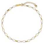 14k Two-tone Twisted Links and Mirror Beads Plus Extender - Total Anklet - Image 4