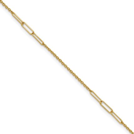 14k Polished Paper Clip and Cable Link Plus Extender - Total Anklet