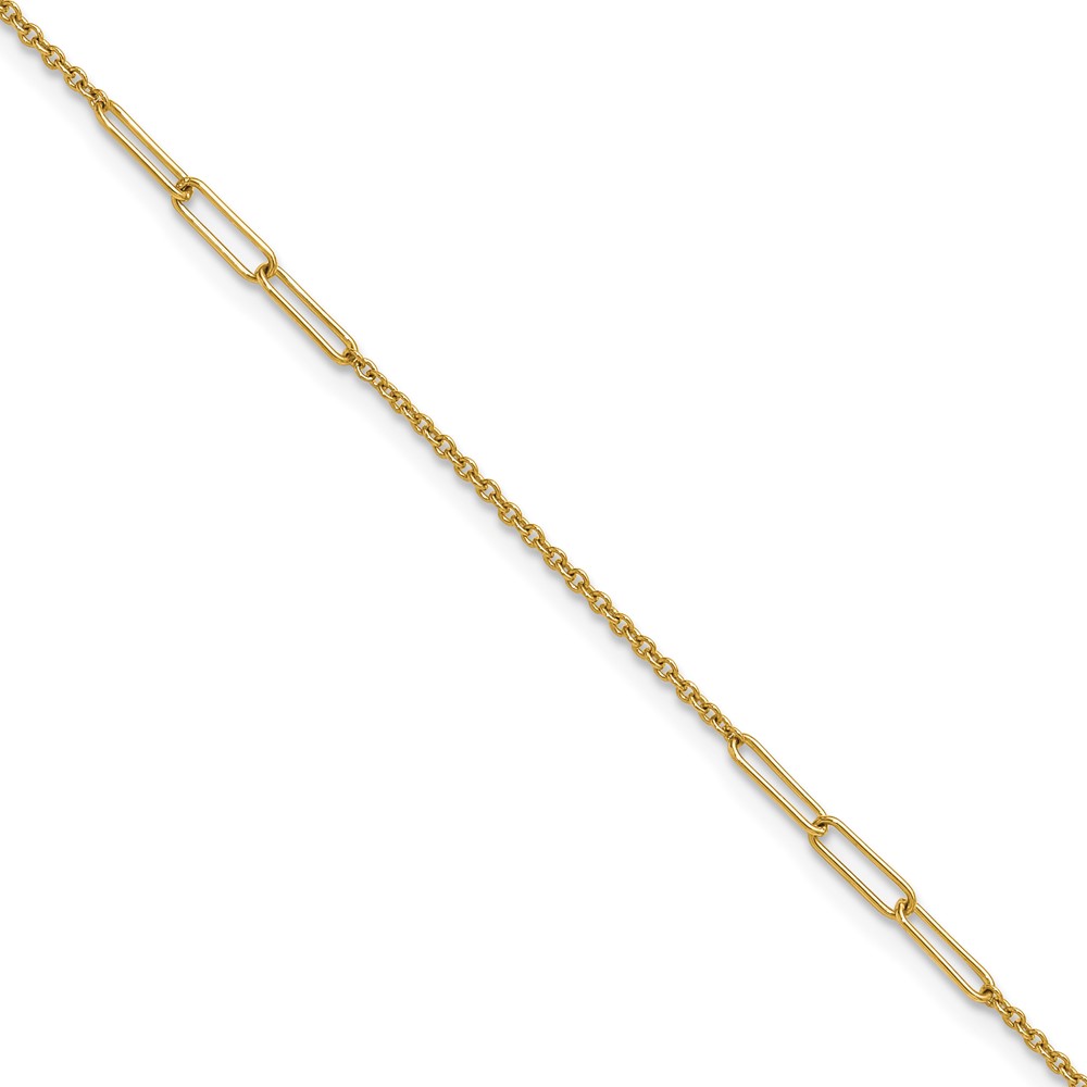 ANK367-9.jpg 14k Polished Paper Clip and Cable Link Plus Extender - Total Anklet - Image 1