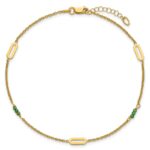 14k Polished Green Zircon Beads and Ovals Plus Extender - Total Anklet - Image 4