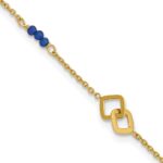 14k Polished Blue Spinel Beads and Squares Plus Extender - Total Anklet