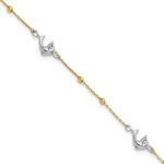 14K Two-tone Beads and Three Dolphins Plus Extender - Total Anklet