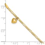 14k Figaro Link Chain with Dangling Puffed Heart Anklet - Image 5