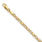 14k Polished and Satin Rose-plated X-and-Heart Anklet