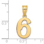 14k Polished Number 6 Pendant - Image 2
