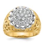 IBGoodman 14k Two-tone Men's Polished Filigree 1 Carat AA Quality Diamond Round Cluster Ring Mounting