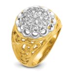 IBGoodman 14k Two-tone Men's Polished Filigree 1 Carat AA Quality Diamond Round Cluster Ring Mounting - Image 8