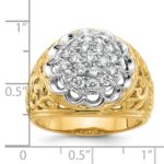 IBGoodman 14k Two-tone Men's Polished Filigree 1 Carat AA Quality Diamond Round Cluster Ring Mounting - Image 3