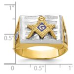 IBGoodman 14k Two-tone Men's Polished and Textured with Blue Enamel Blue Lodge Master Masonic Ring - Image 2
