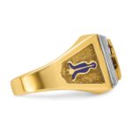 IBGoodman 14k Two-tone Men's Polished and Textured with Blue Enamel Blue Lodge Master Masonic Ring - Image 8