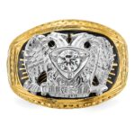 IBGoodman 14k Two-tone Men's Polished and Textured with Multi-color Enamel and Diamond 32nd Degree Scottish Rite Masonic Ring - Image 6