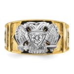 IBGoodman 14k Two-tone Men's Polished and Textured with Multi-color Enamel and Diamond 32nd Degree Scottish Rite Masonic Ring - Image 4