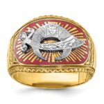 IBGoodman 10k Two-tone Men's Polished and Textured with Multi-color Enamel Masonic Shriner's Ring