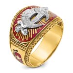 IBGoodman 14k Two-tone Men's Polished and Textured with Multi-color Enamel Masonic Shriner's Ring - Image 8