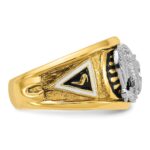 IBGoodman 14k Two-tone Men's Polished and Textured with Black and White Enameled and Diamond 32nd Degree Scottish Rite Masonic Ring - Image 7