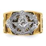 IBGoodman 14k Two-tone Men's Polished and Textured Blue Lodge Master Masonic Ring Mounting - Image 6