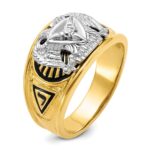 IBGoodman 14k Two-tone Men's Polished and Textured with Black Enamel and Diamond 32nd Degree Scottish Rite Masonic Ring - Image 6