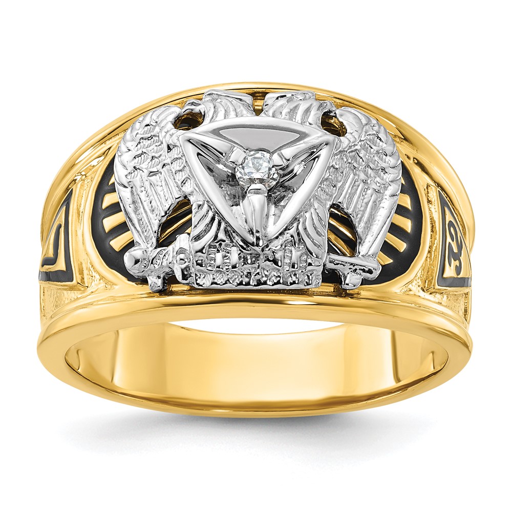 B02446-4YWAA.jpg IBGoodman 14k Two-tone Men's Polished and Textured 32nd Degree Scottish Rite Masonic Ring Mounting - Image 1