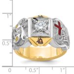 IBGoodman 10k Two-tone Men's Polished and Textured with Multi-color Enamel and Diamond Knights Templar Masonic Shriner's Ring - Image 8