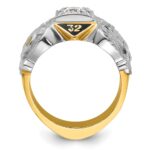 IBGoodman 14k Two-tone Men's Polished and Textured with Black Enamel and Diamond Double Eagle Masonic Shriner's Ring - Image 2