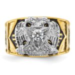 IBGoodman 14k Two-tone Men's Polished and Textured with Multi-color Enamel and Diamond 32nd Degree Scottish Rite Masonic Ring - Image 6
