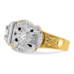 IBGoodman 14k Two-tone Men's Polished and Textured with Black Enamel and Diamond Double Eagle Masonic Shriner's Ring - Image 5