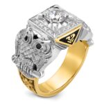 IBGoodman 14k Two-tone Men's Polished and Textured Double Eagle Masonic Shriner's Ring Mounting - Image 6