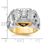 IBGoodman 14k Two-tone Men's Polished and Textured with Black Enamel and Diamond Double Eagle Masonic Shriner's Ring - Image 8
