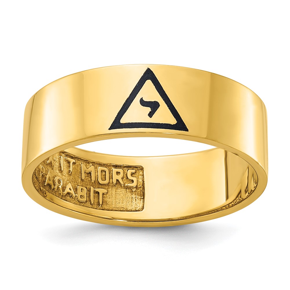 B02500-0Y.jpg IBGoodman 10k Men's Polished with Black Enamel 14th Degree Grand Elect Masonic Ring - Image 1