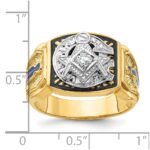 IBGoodman 14k Two-tone Men's Polished and Textured with Blue and Black Enamel Diamond Blue Lodge Master Masonic Ring - Image 8