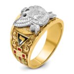 IBGoodman 14k Two-tone Men's Polished and Textured with Multi-color Enamel Active 33rd Degree Masonic Ring - Image 9