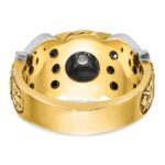 IBGoodman 14k Two-tone Men's Polished and Textured with Black Enamel and Diamond 32nd Degree Scottish Rite Masonic Ring - Image 6