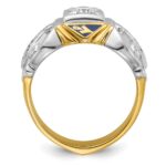 IBGoodman 14k Two-tone Men's Polished and Textured with Blue Enamel and Diamond Blue Lodge Master Masonic Ring - Image 2