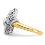 IBGoodman 14k Two-tone Women's Polished and Beaded with Multi-color CZ and Diamond Eastern Star Masonic Ring - Image 3