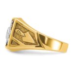 IBGoodman 10k with White Rhodium Men's Polished and Textured Diamond Blue Lodge Master Masonic Ring - Image 3