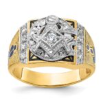 IBGoodman 14k Two-tone Men's Polished and Textured Blue Lodge Master Masonic Ring Mounting